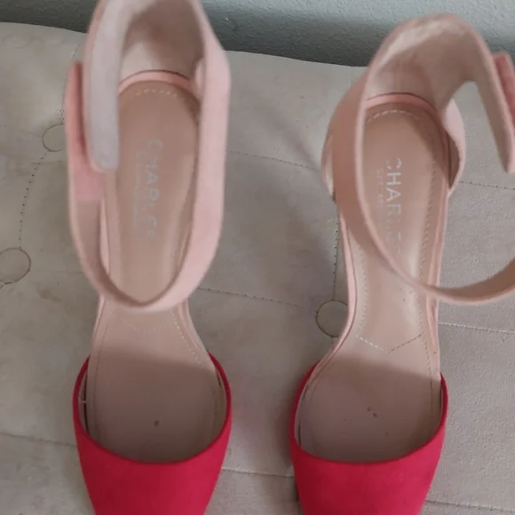CHARLES BY CHARLE DAVID RED PUMP  SLIP ON HEELS SIZE 7.5 👠 Usa - Picture 5 of 8